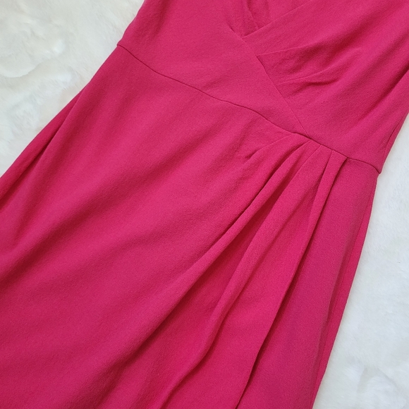 Lafayette 148 New York Pleated Barbiecore Fushia Hot Pink Sheath Midi Dress - Picture 3 of 12